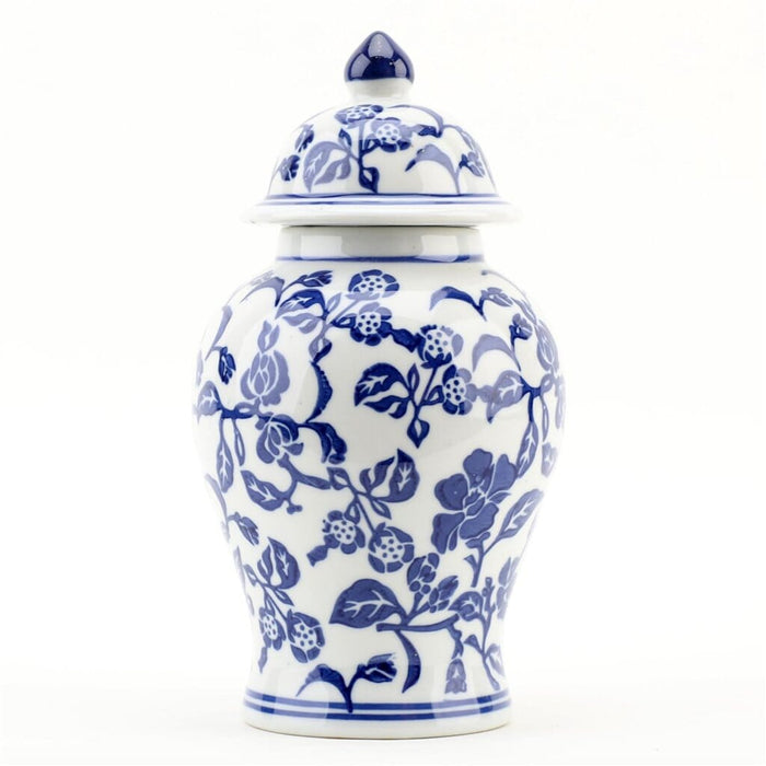 Blue and White Lidded Porcelain Jar Vase Danny's Fine Porcelain 