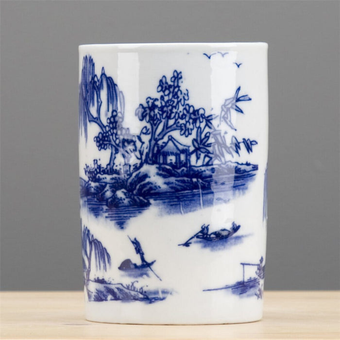 Blue and White Pen Holder Vase Danny's Fine Porcelain 