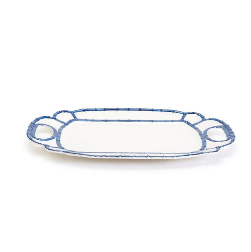 Blue Bamboo Melamine Touch Platter Serving Piece Two's Company 