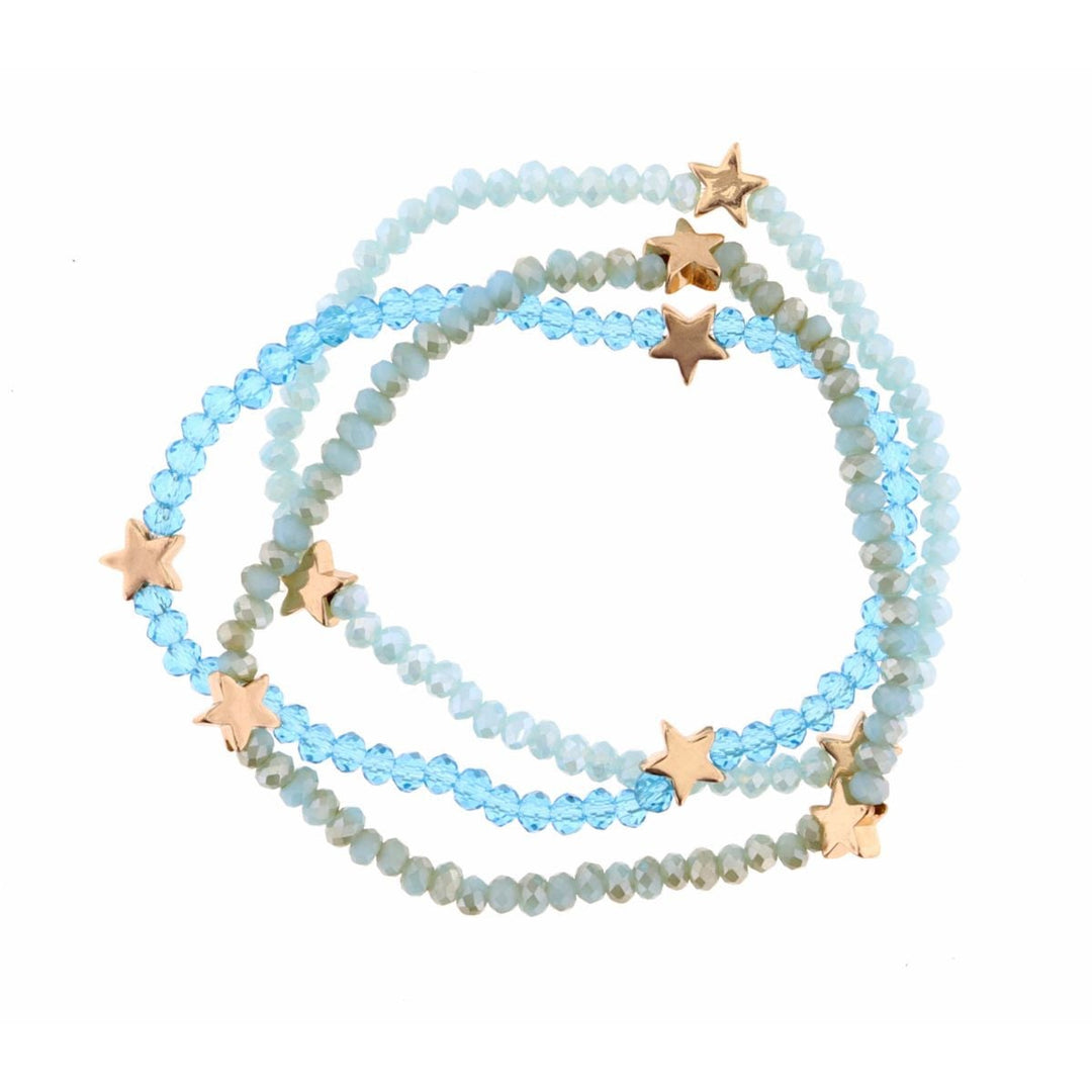 Blue Beaded Stretch Bracelet with Stars Set of 3 Bracelet Jane Marie 