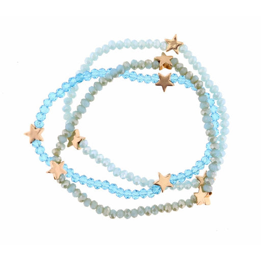 Blue Beaded Stretch Bracelet with Stars Set of 3 Bracelet Jane Marie 