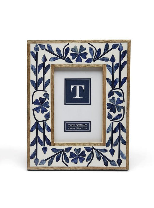 Blue Belle Bone Inlay Photo Frame Picture Frames Two's Company 4x6 