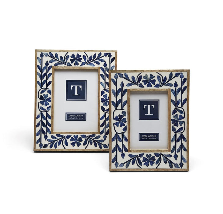 Blue Belle Bone Inlay Photo Frame Picture Frames Two's Company 