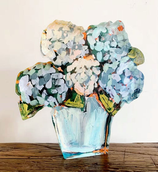 Blue Hydrangea Acrylic Bloom Block Home Decor Lauren Dunn 