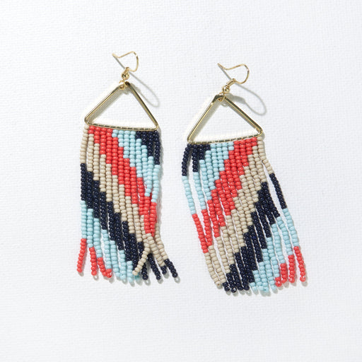 Blue Red Diagonal Striped Earring Earrings Ink and Alloy 