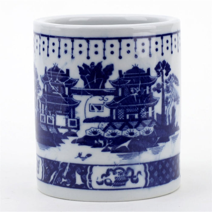 Blue Willow Pen Holder Vase Danny's Fine Porcelain 