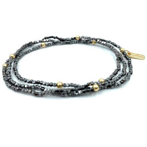 BOHO Bracelet Stack in Black Hematite + Gold Filled Bracelet Erin Gray 