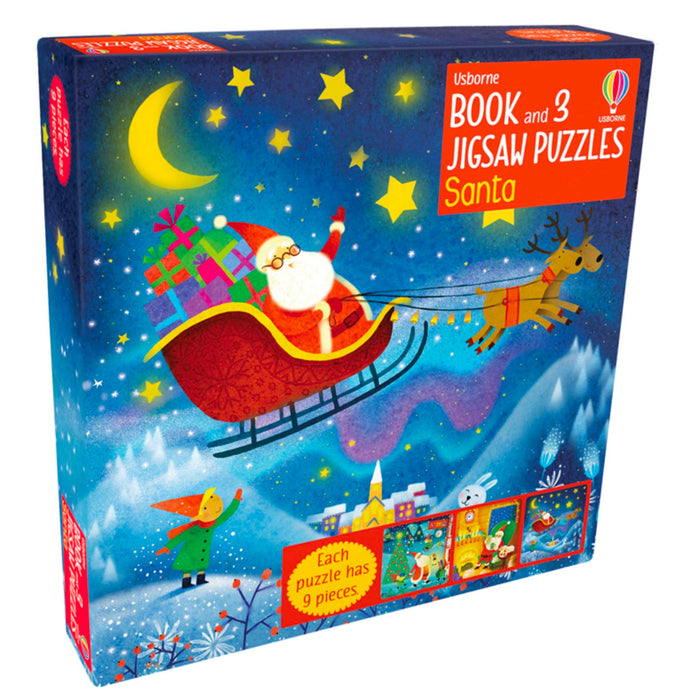 Book & 3 Jigsaw Puzzle - Santa Puzzle Usborne 