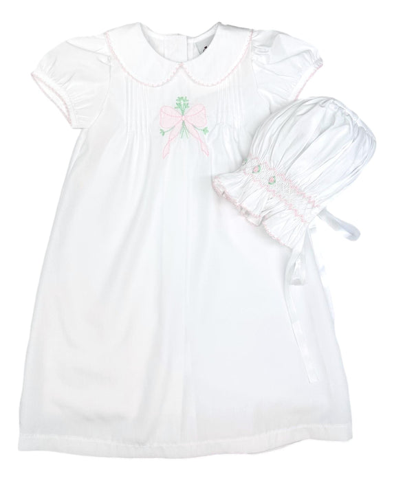 Bow Newborn Daygown with Bonnet Baby Gown Delaney 