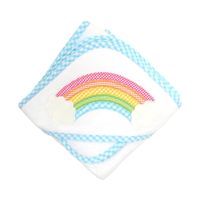Boxed Applique Hooded Towel + Washcloth Set - Girl Hooded Bath Towels 3 Marthas Rainbow 