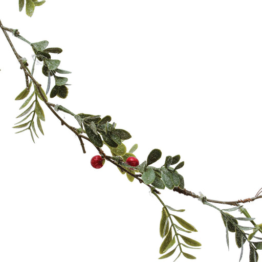 Boxwood Leaf Garland w/ Red Berries, Sugar Finish Home Decor Creative Co-Op 