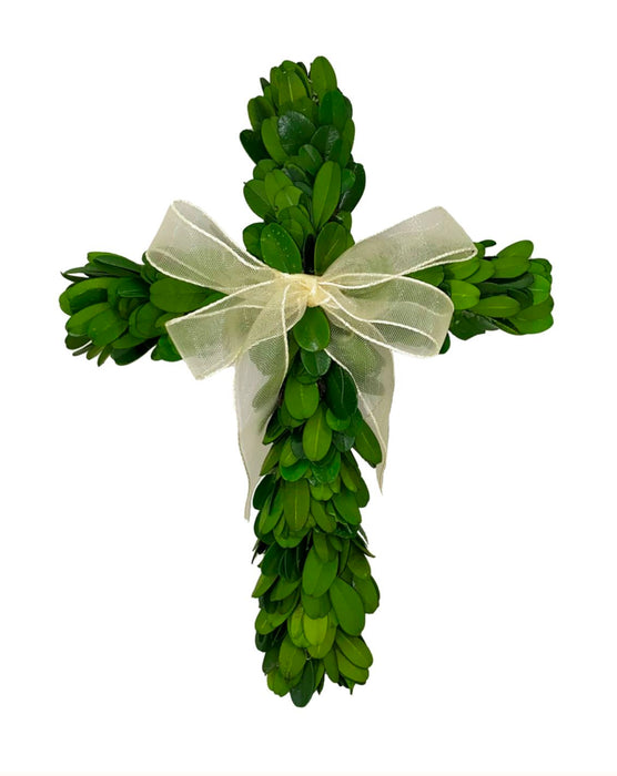 Boxwood Mini Cross with Ribbon Home Decor Mills Floral 