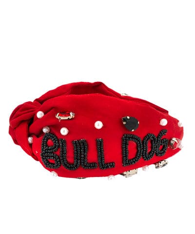 Bulldog Beaded Headband - Red Headband Golden Stella 