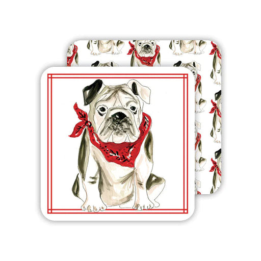 Bulldog in Bandana Paper Coasters Coasters Rosanne Beck 