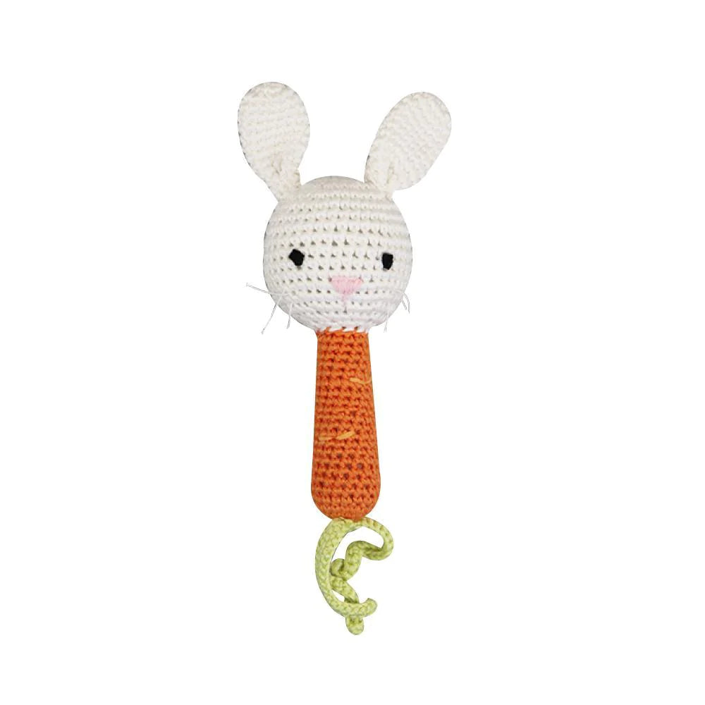 Bunny and Carrot Hand Crochet Rattle Rattle Zubels 