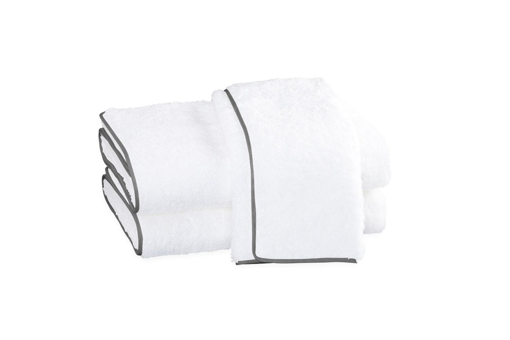 Cairo Hand Towel With Piped Trim Bath Towels Matouk White with Smoke Grey Trim 