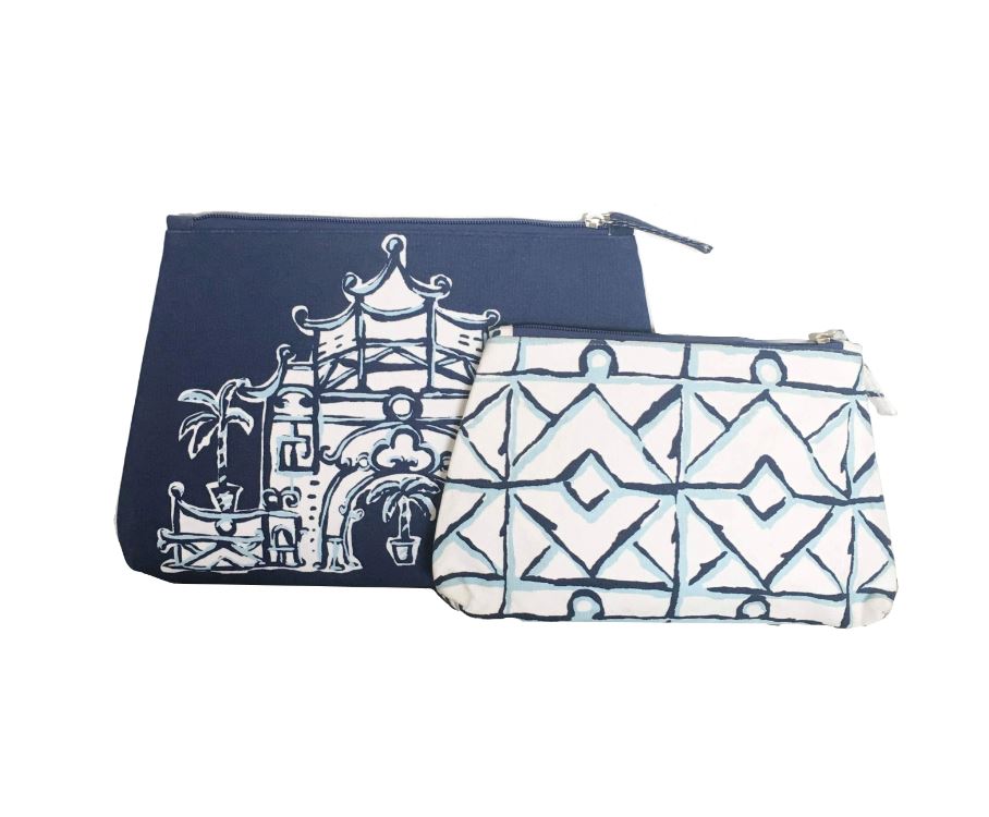 Canton and Twiggy Travel Bags Bags and Totes Dana Gibson Silk Road Pagoda Blue 