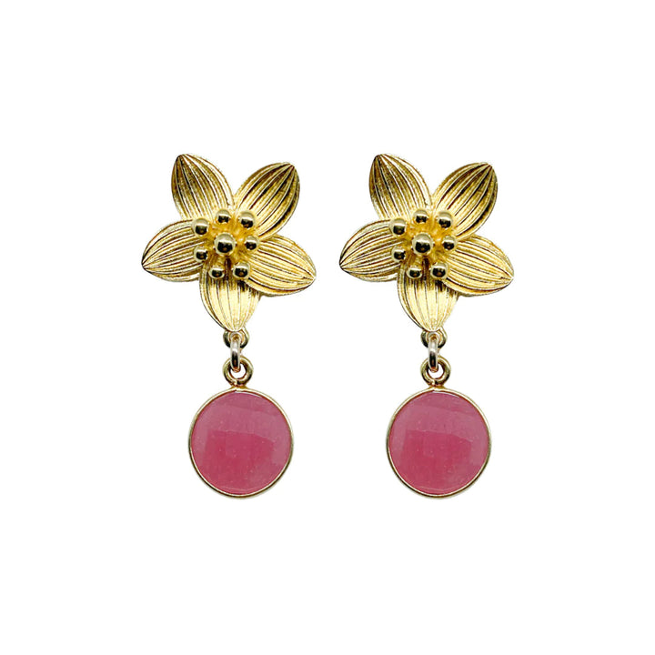 Cecile Pink Jade Drop Earrings Earrings M Donohue 