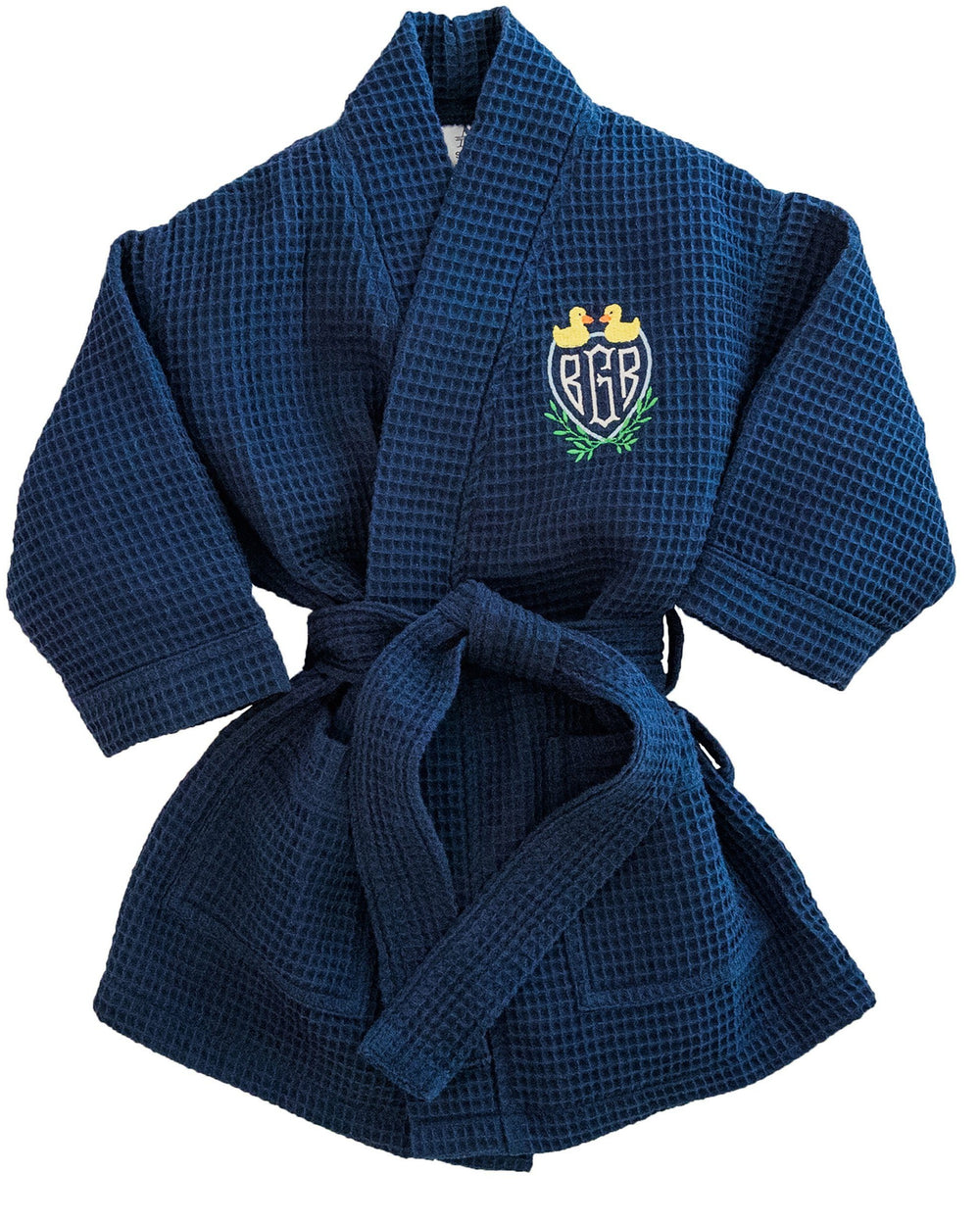 Children's Waffle Robe Robes Pendergrass Navy Small 2-4