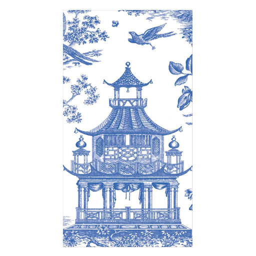 Chinoiserie Toile Pagoda Guest Towel Napkins in Blue - 15 Per Package Paper Napkins Caspari 