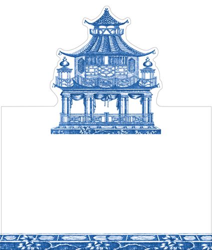 Chinoiserie Toile Pagoda Place Card Stationery Caspari 