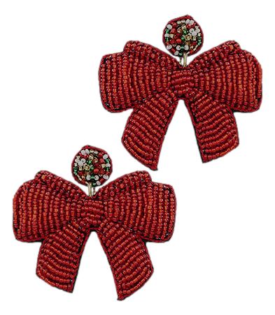 Christmas Ribbon Bead Earrings Earrings Golden Stella 