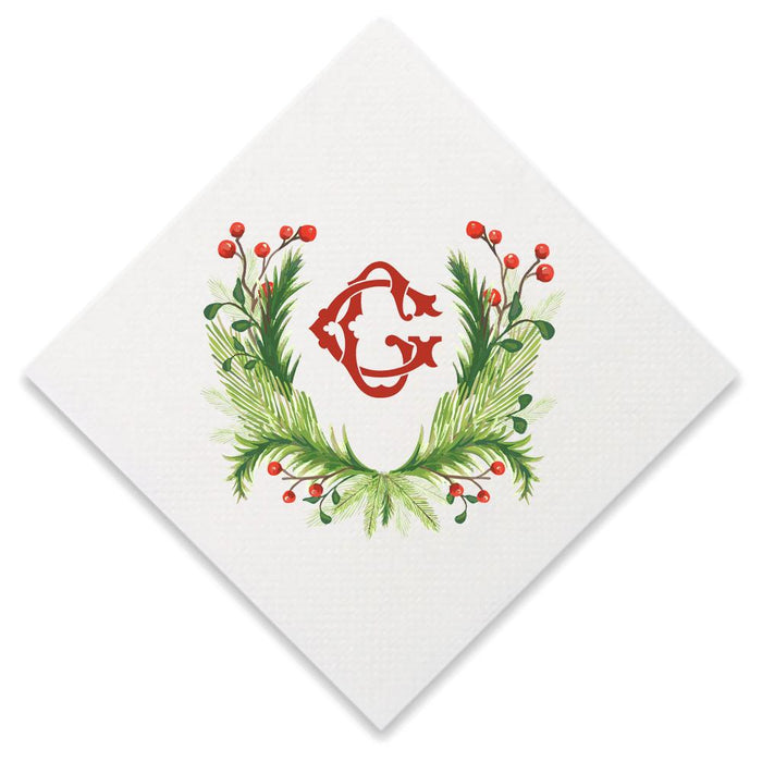 Christmas Single Initial Cocktail Napkins Paper Napkins Print Appeal 
