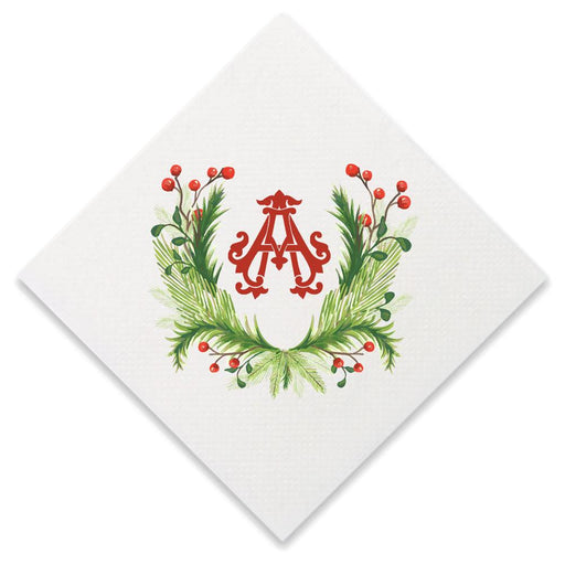 Christmas Single Initial Cocktail Napkins Paper Napkins Print Appeal A 