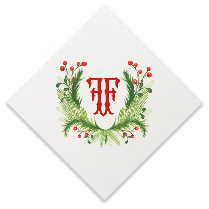 Christmas Single Initial Cocktail Napkins Paper Napkins Print Appeal F 
