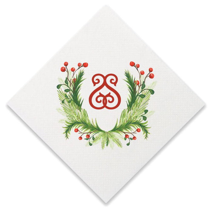 Christmas Single Initial Cocktail Napkins Paper Napkins Print Appeal S 