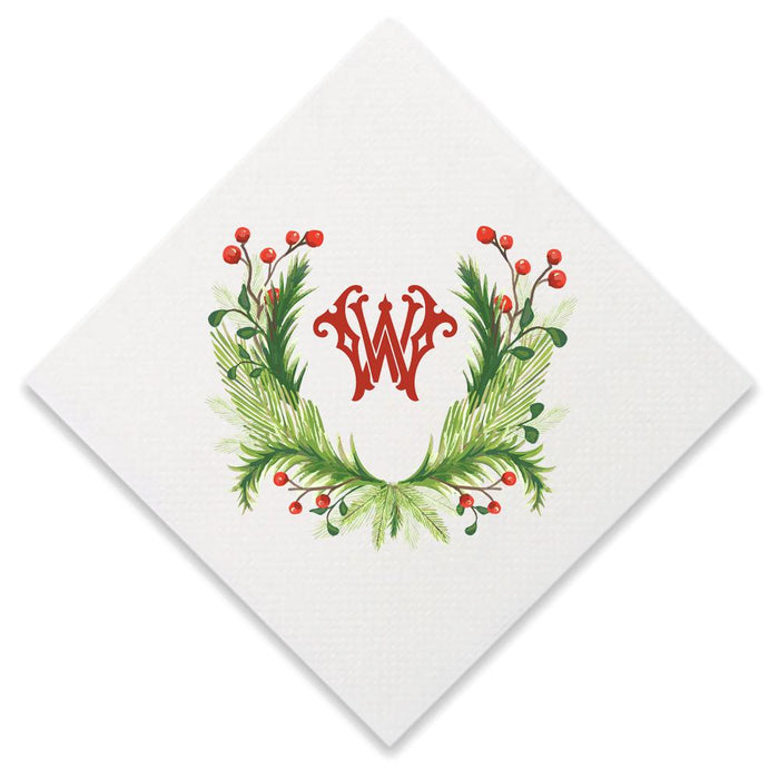 Christmas Single Initial Cocktail Napkins Paper Napkins Print Appeal W 