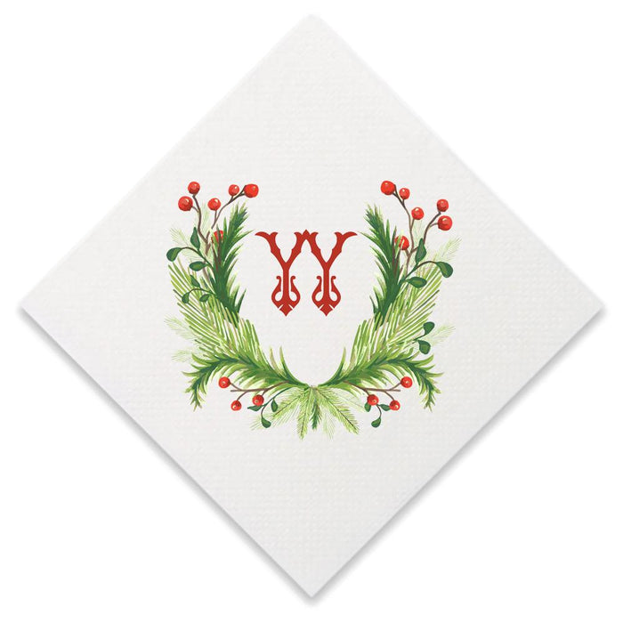 Christmas Single Initial Cocktail Napkins Paper Napkins Print Appeal Y 
