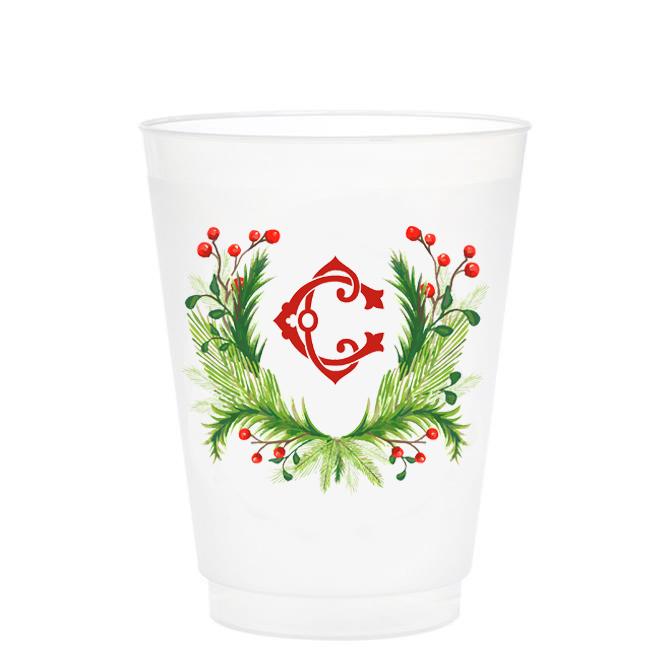 Christmas Single Initial Cups Drinkware Print Appeal C 