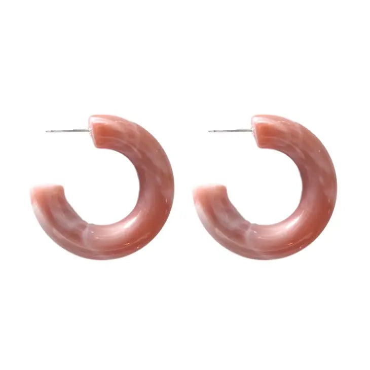 Chunky Lucite Hoop Earrings - Dusty Rose Earrings St. Armands Designs 