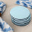 Classic Canvas Felt-Backed Coasters in Aqua - 8 Per Box Coasters Caspari 