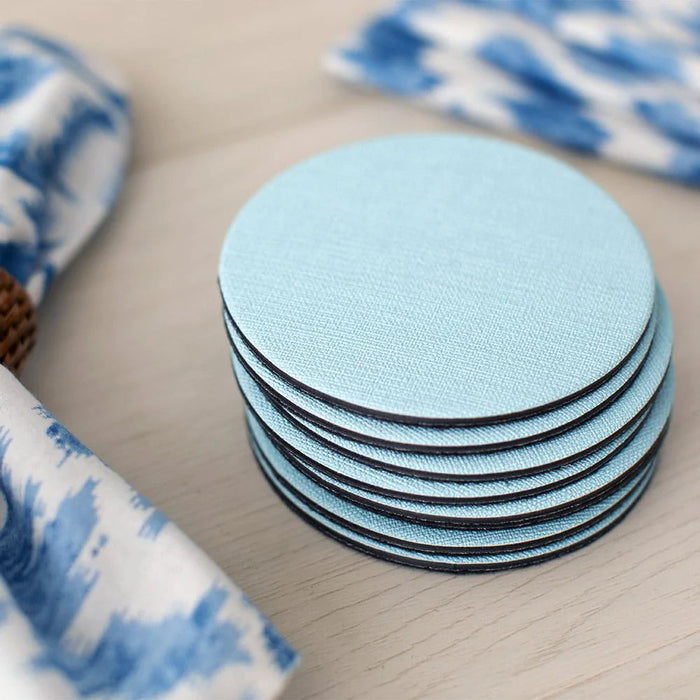 Classic Canvas Felt-Backed Coasters in Aqua - 8 Per Box Coasters Caspari 