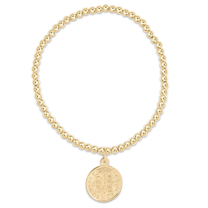 Classic Gold 3mm Bead Bracelet - Blessing Large Gold Charm Bracelet eNewton 