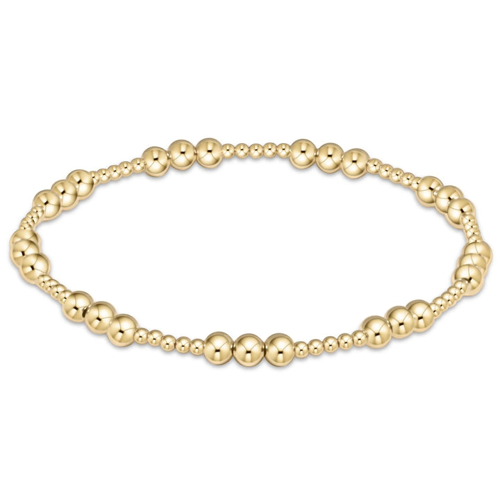 Classic Joy Pattern Bead Bracelet - Gold Bracelets eNewton 4mm 