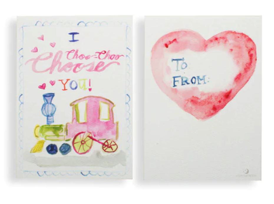 Classic Watercolor Valentines Stationery Over The Moon 