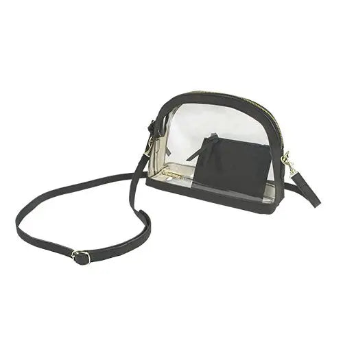 Clear Halfmoon Crossbody Bag - Black Clear Bag Capri Designs 