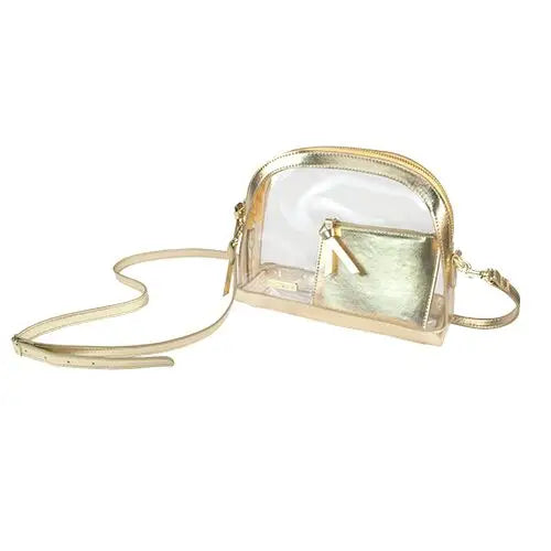 Clear Halfmoon Crossbody Bag - Gold Clear Bag Capri Designs 