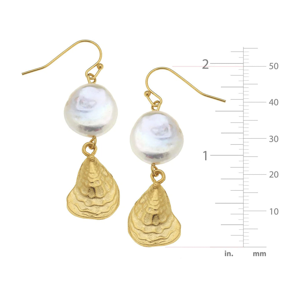 Coin Pearl Oyster Drop Earrings Earrings Susan Shaw 