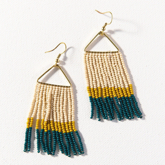 Colorblock Fringe Earrings Earrings Ink and Alloy Peacock Citron 