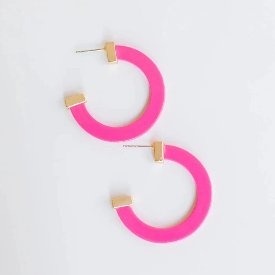 Colored Acrylic Hoop Earrings - Medium Earrings Michelle McDowell Hot Pink 