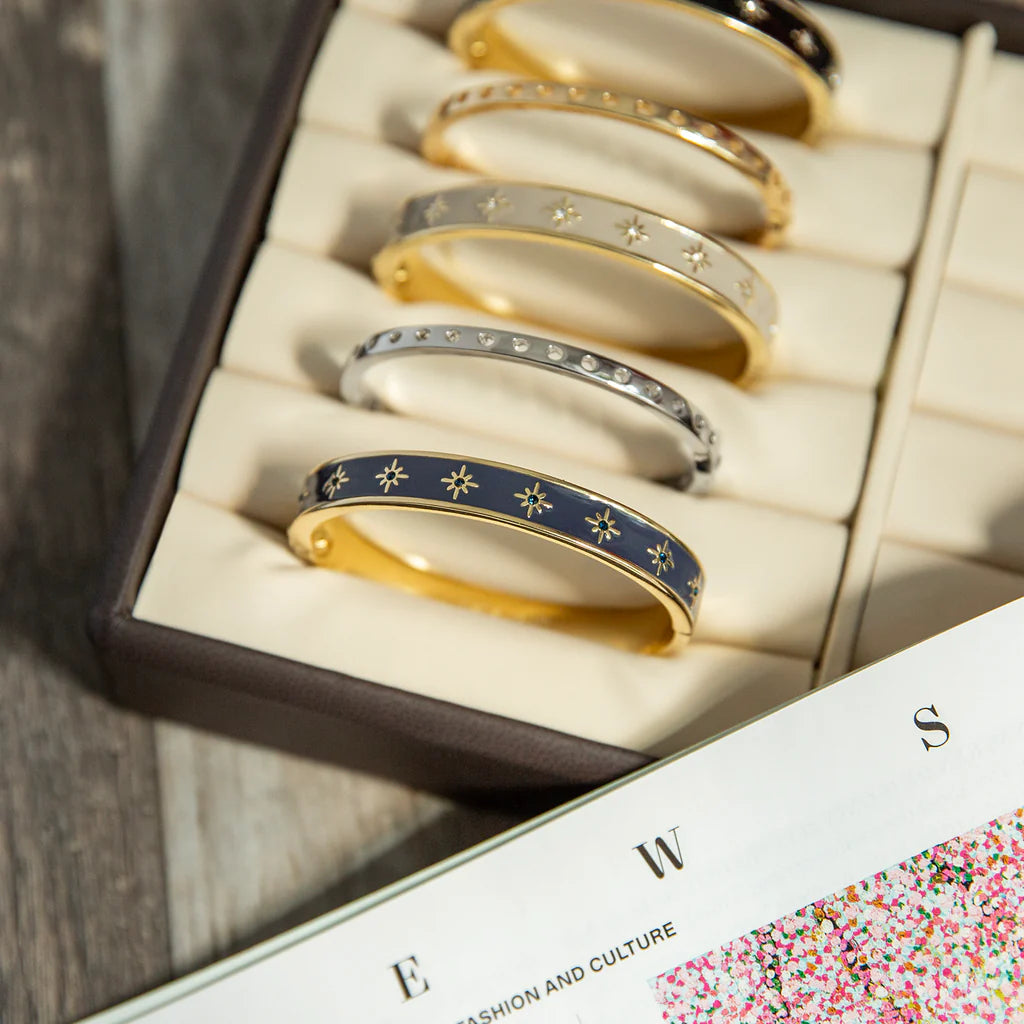 Colored Enamel Starburst Cuff Bangle Bracelet Marlyn Schiff Jewelry 