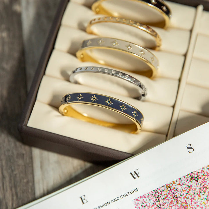 Colored Enamel Starburst Cuff Bangle Bracelet Marlyn Schiff Jewelry 
