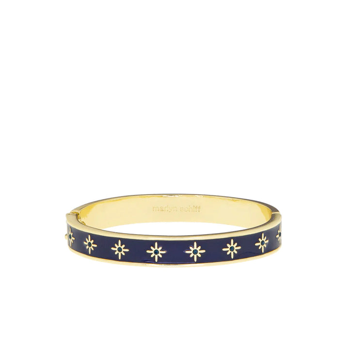 Colored Enamel Starburst Cuff Bangle Bracelet Marlyn Schiff Jewelry Navy 