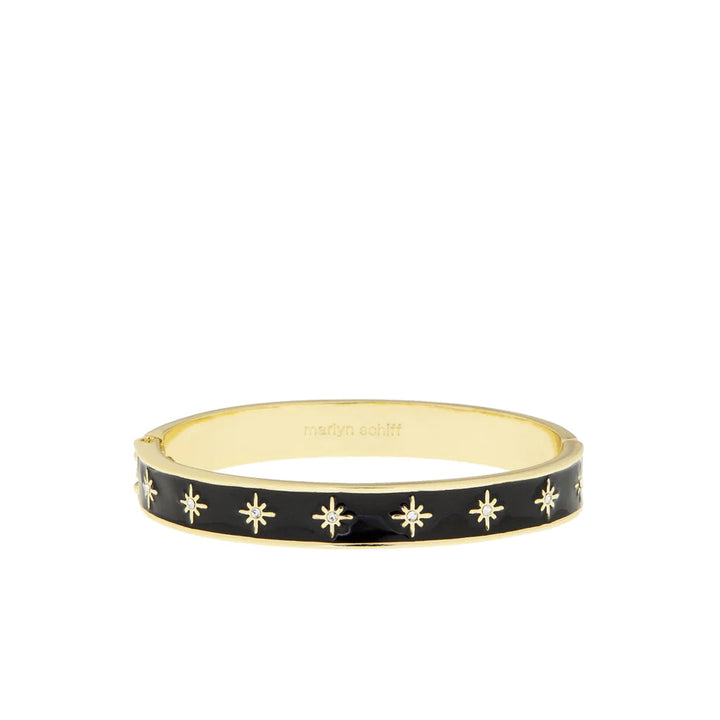 Colored Enamel Starburst Cuff Bangle Bracelet Marlyn Schiff Jewelry Onyx 