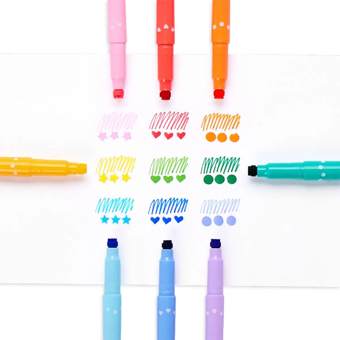 Confetti Stamp Double-Ended Markers - Set of 9 Activity Toy Ooly 