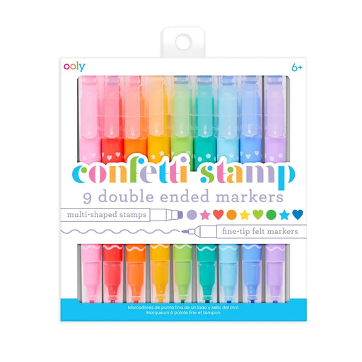 Confetti Stamp Double-Ended Markers - Set of 9 Activity Toy Ooly 
